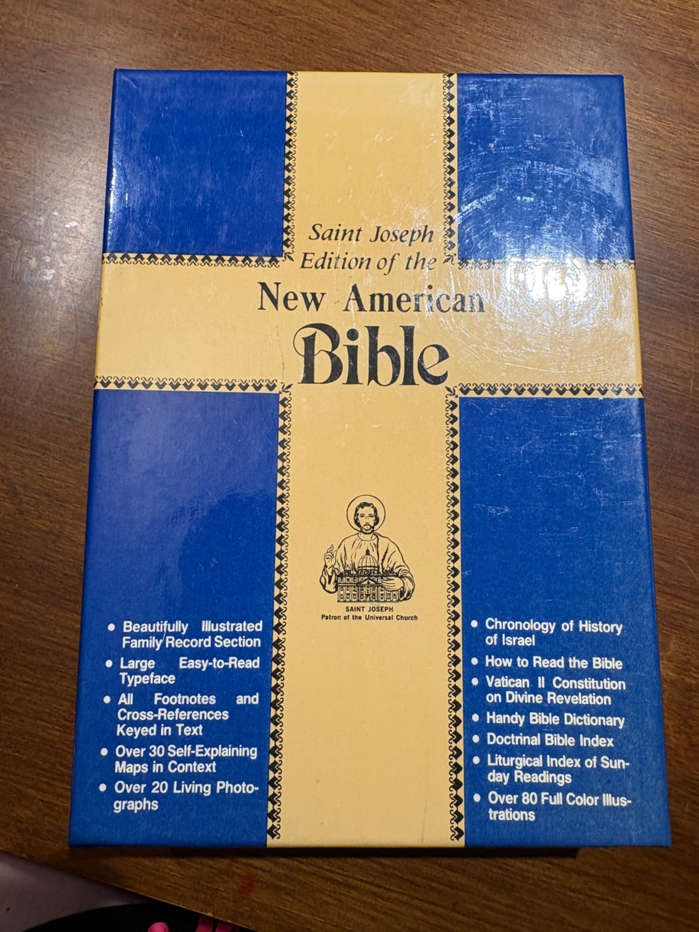 Holy Bible New American Saint Joseph Edition Illustrated Red Leather Bound Gold
